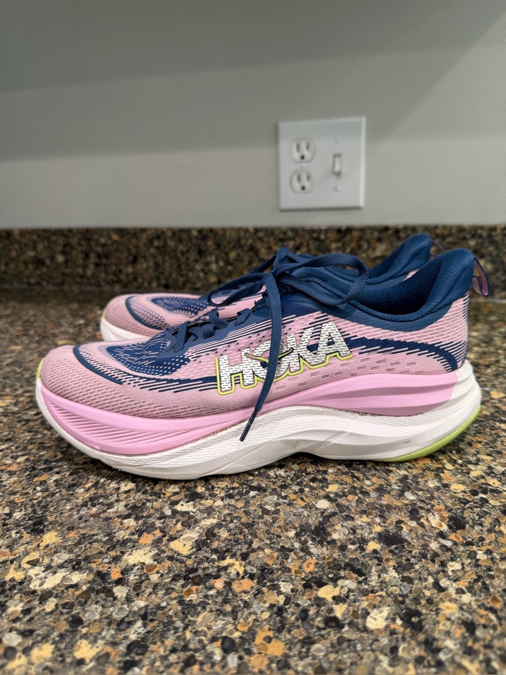 Hoka Women's Pink and Navy Performance Running Shoes 8.5